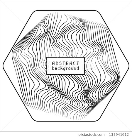 Particles and wavy lines in shape. Linear wave style. 135941612