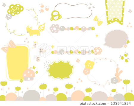 可愛的北歐風格手繪春季裝飾和相框套裝 135941834