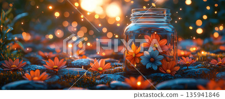 Beautiful flowers in a jar Beautiful flowers in a jar 135941846