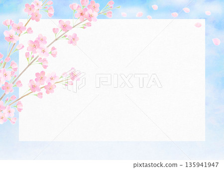 Spring frame of blue sky and cherry blossoms (Japanese paper) Somei Yoshino Spring frame of blue sky and cherry blossoms (Japanese paper) Somei Yoshino 135941947