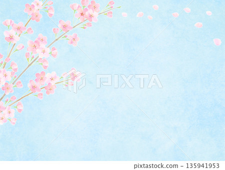 Spring frame of blue sky and cherry blossoms (Japanese paper) Somei Yoshino 135941953