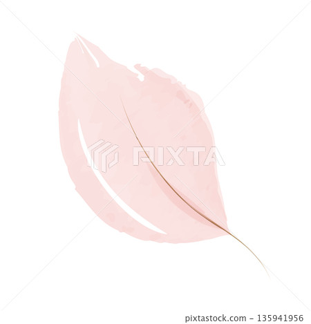 A single delicate pink leaf illustration with watercolor textures. This soft artwork features a light color palette on a clean white background, creating a gentle and artistic botanical design. A single delicate pink leaf illustration with watercolor textures. This soft artwork features a light color palette on a clean white background, creating a gentle and artistic botanical design. 135941956