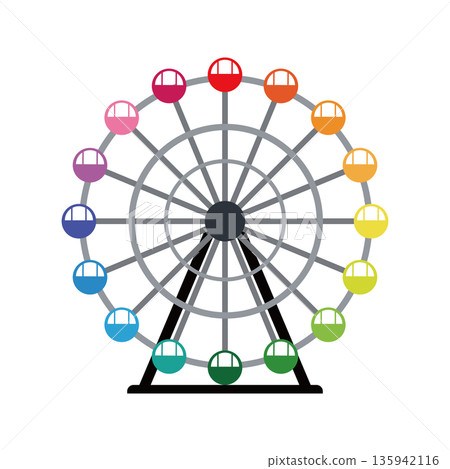 色彩繽紛的摩天輪插圖 135942116