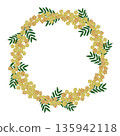 [Mimosa frame] Hand embroidery illustration material 135942118