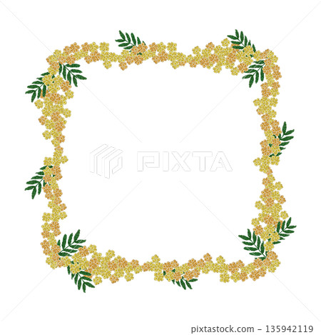 [Mimosa frame] Hand embroidery illustration material 135942119