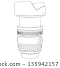 Single line camera lens with hood stroke illustration 135942157