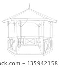 Minimal garden gazebo single line vector illustration 135942158