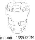 Minimalist One Line Drawing of Camera Lens. Photography Icon Continuous Contour Art. 135942159