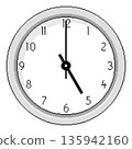 Pixel Art Clock at Five O'Clock - Vector Illustration 135942160