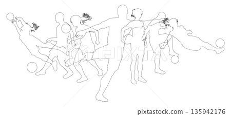 Soccer Football Players Silhouettes 135942176
