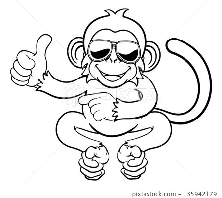 Monkey Sunglasses Cartoon Thumbs Up Pointing Monkey Sunglasses Cartoon Thumbs Up Pointing 135942179
