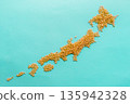 A map of Japan made from rice grains 135942328