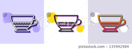 Bombon coffee icon. Halftone dotted pattern. Gradient icon with grain shadow. Hot drink sign. Beverage symbol. Line bombon coffee icon. Various designs. Vector 135942984