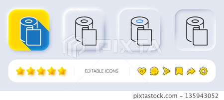 Paper wallpaper line icon. Neumorphic, Flat shadow, 3d buttons. Paper towels sign. Cling film roll symbol. Line paper wallpaper icon. Social media icons. Vector Paper wallpaper line icon. Neumorphic, Flat shadow, 3d buttons. Paper towels sign. Cling film roll symbol. Line paper wallpaper icon. Social media icons. Vector 135943052