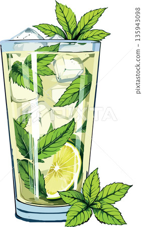 Refreshing mojito cocktail with lime, mint, and ice cubes Refreshing mojito cocktail with lime, mint, and ice cubes 135943098