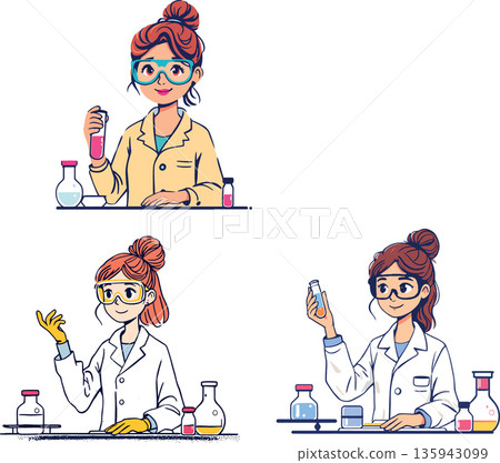 Female scientist holding test tube and making experiments in laboratory 135943099