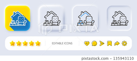 Packing things line icon. Neumorphic, Flat shadow, 3d buttons. Home moving sign. Delivery service symbol. Line packing things icon. Social media icons. Vector Packing things line icon. Neumorphic, Flat shadow, 3d buttons. Home moving sign. Delivery service symbol. Line packing things icon. Social media icons. Vector 135943110