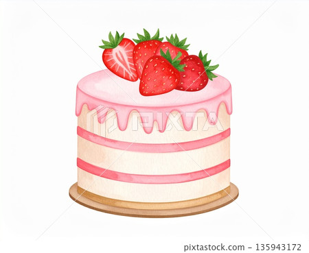 圓形草莓蛋糕 135943172