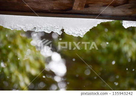 Image of snow piled up on the roof Image of snow piled up on the roof 135943242