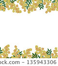 [Mimosa frame] Hand embroidery illustration material 135943306