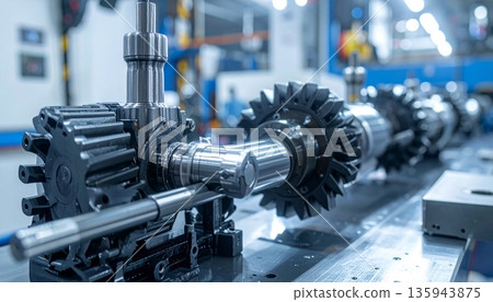 Modern industrial machinery in a manufacturing plant utilizes advanced technology and steel equipment for the automated production of milk within a high-tech factory Modern industrial machinery in a manufacturing plant utilizes advanced technology and steel equipment for the automated production of milk within a high-tech factory 135943875