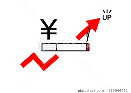 Illustration of an increase in cigarette prices 135944411