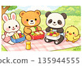 Lunch illustration of cute animals enjoying a picnic 135944555