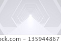 Futuristic white tunnel passage, abstract hexagonal background, DX/IT image, 3DCG 135944867