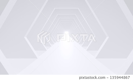 Futuristic white tunnel passage, abstract hexagonal background, DX/IT image, 3DCG Futuristic white tunnel passage, abstract hexagonal background, DX/IT image, 3DCG 135944867