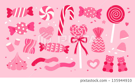 A cute set with various sweets A cute set with various sweets 135944910