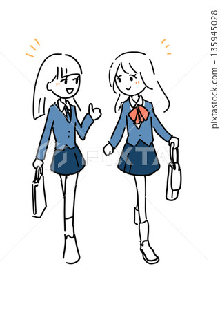 圖:女學生快樂地交談 圖:女學生快樂地交談 135945028