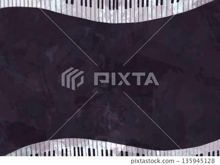 Image of a curved piano keyboard against a purple background 135945128