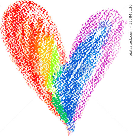 Chalk Drawn Rainbow Heart Child Illustration Chalk Drawn Rainbow Heart Child Illustration 135945136