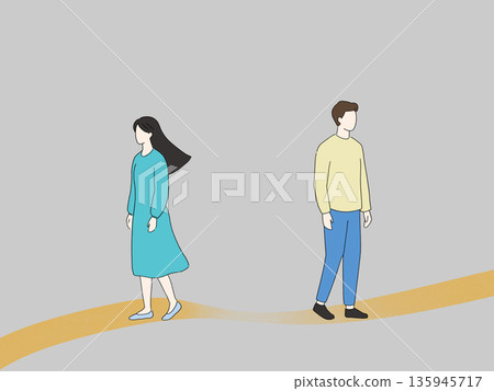 Illustrations of separated lovers, divorced couples, and spiritual silent periods Illustrations of separated lovers, divorced couples, and spiritual silent periods 135945717