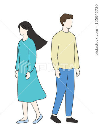 Illustration of a couple breaking up 135945720
