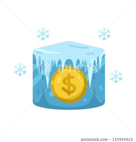 Illustration of frozen coin 135945923