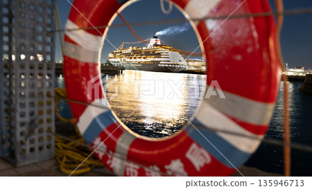 Luxury cruise ship in a float Luxury cruise ship in a float 135946713