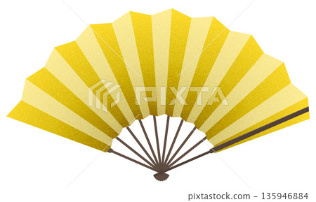 Gold leaf fan icon Gold leaf fan icon 135946884