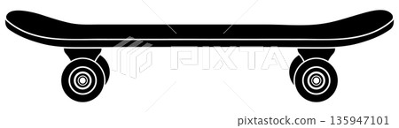 Black and white skateboard, without background. 135947101
