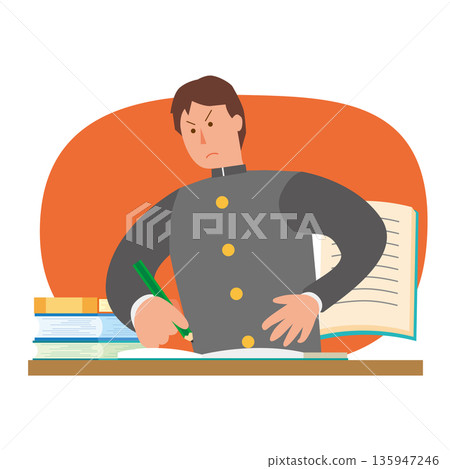 男學生專心學習 男學生專心學習 135947246