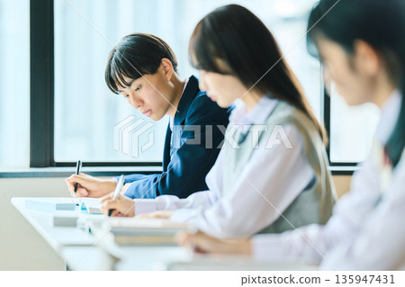 High school students taking classes High school students taking classes 135947431
