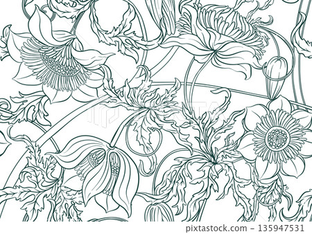 white flowers outline 135947531