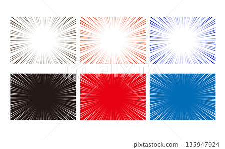 漫畫風格密集線條向量素材（黑色、紅色、藍色，附背景、不含背景） 135947924