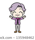 Smiling senior woman raising her arms in a miniature style 1 135948462
