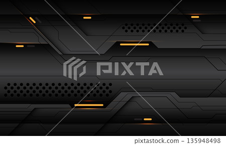 Abstract black cyber line circuit yellow light power geometric dynamic on dark metallic technology futuristic background vector Abstract black cyber line circuit yellow light power geometric dynamic on dark metallic technology futuristic background vector 135948498