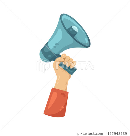 Illustration of hand holding megaphone 135948589