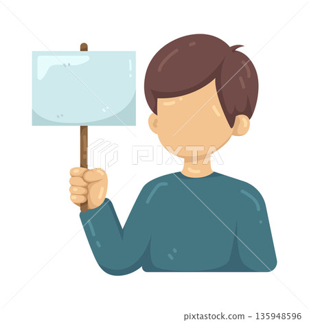 Illustration of protester holding a sign 135948596