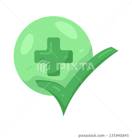 Illustration of Checkmark with plus Illustration of Checkmark with plus 135948845