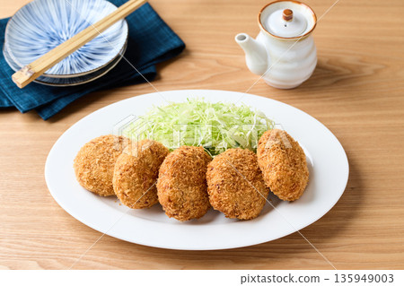 Potato croquettes on a plate Potato croquettes on a plate 135949003