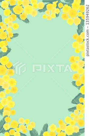 手繪含羞草框_綠色背景_垂直版 手繪含羞草框_綠色背景_垂直版 135949262